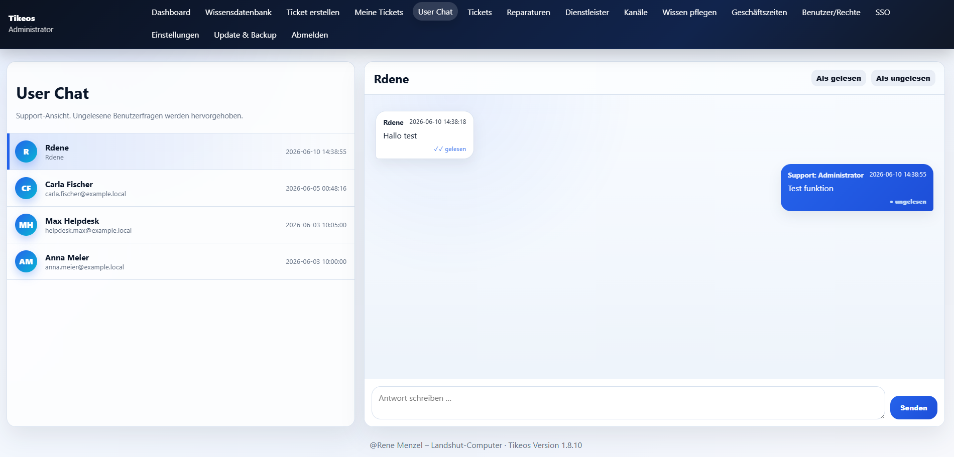 Screenshot zu Ticketsystem