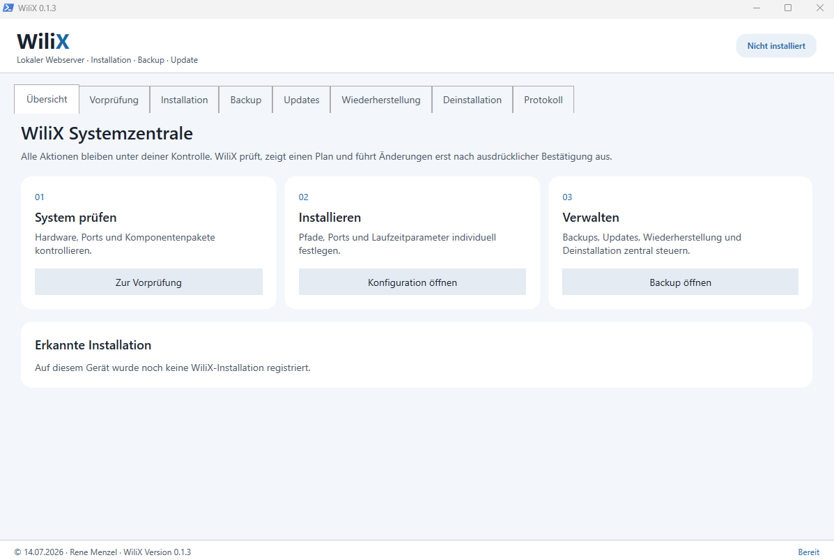Screenshot zu WiliX lokaler Webserver