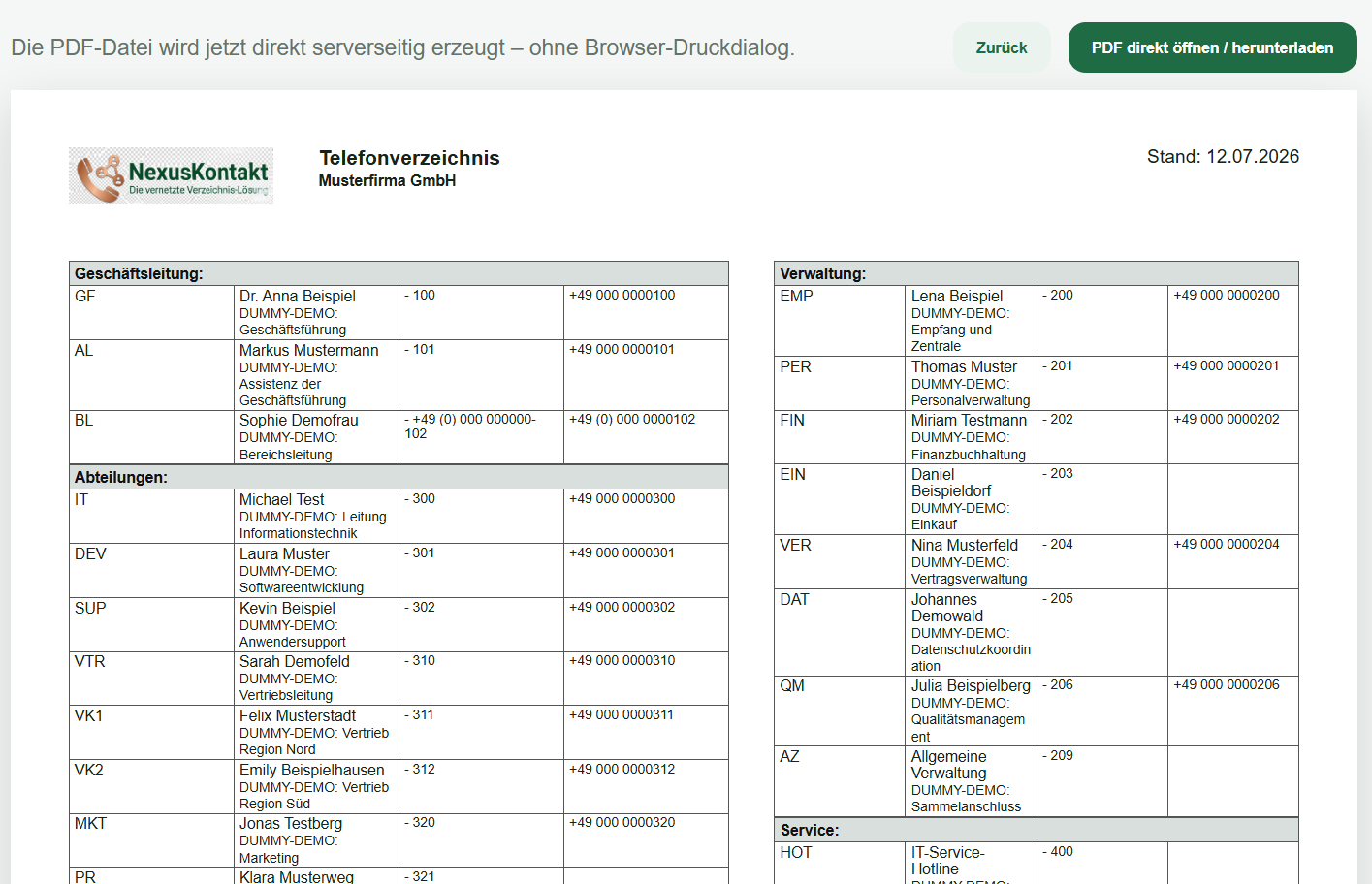Screenshot zu NexusKontakt