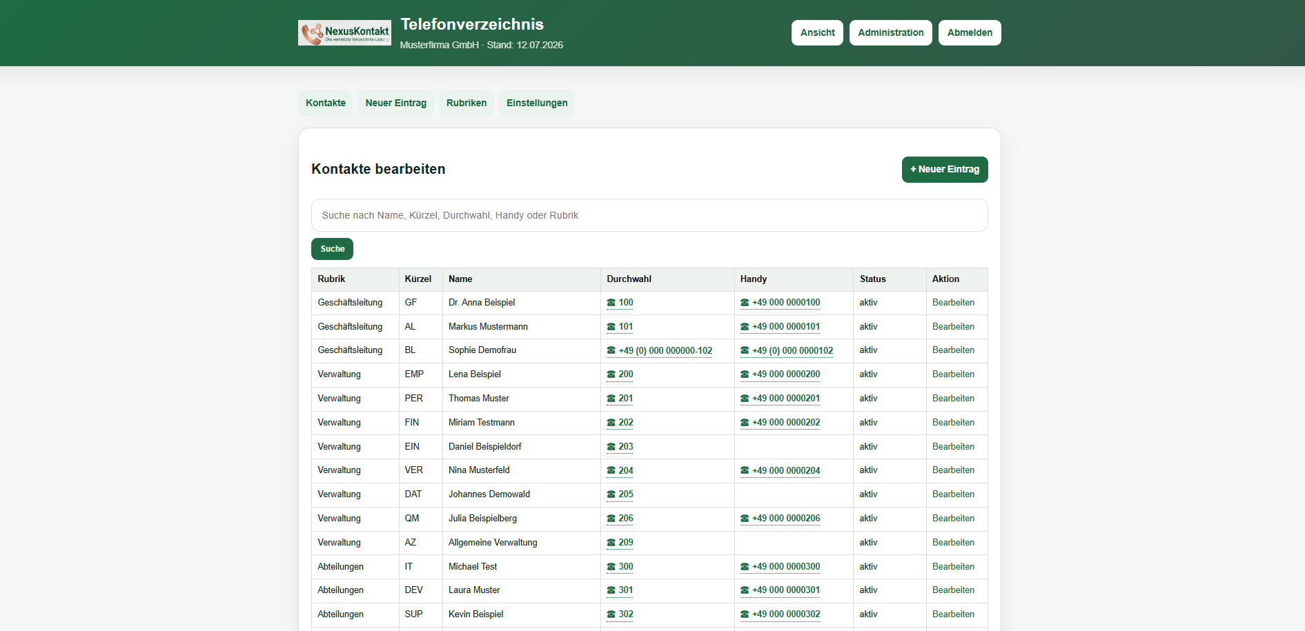 Screenshot zu NexusKontakt