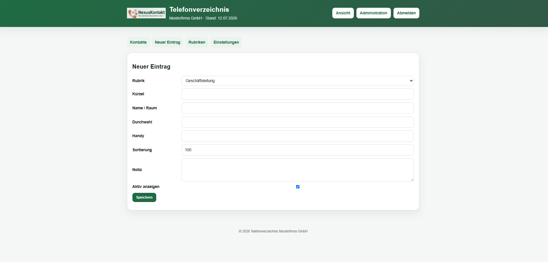 Screenshot zu NexusKontakt