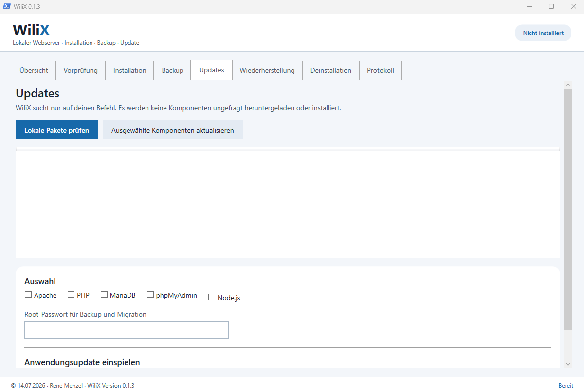 Screenshot zu WiliX lokaler Webserver